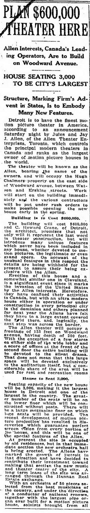 Allen Theatre - Detroit Free Press Jul 21 1919 (newer photo)